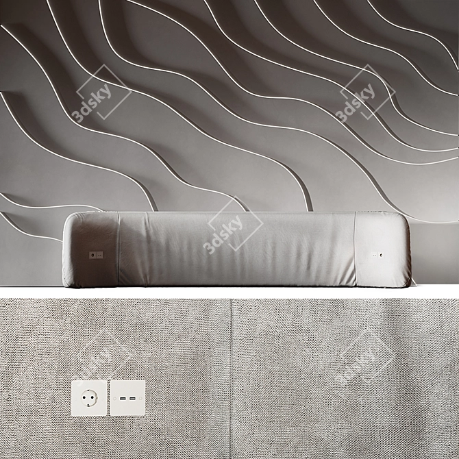 Curved Wave Headboard with Light 3D model image 5