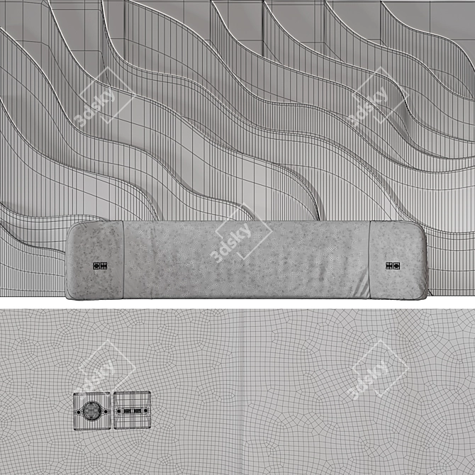 Curved Wave Headboard with Light 3D model image 9