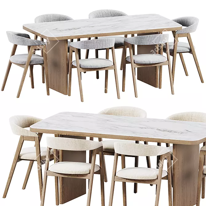  Scandinavian Dining Set 257 3D model image 1