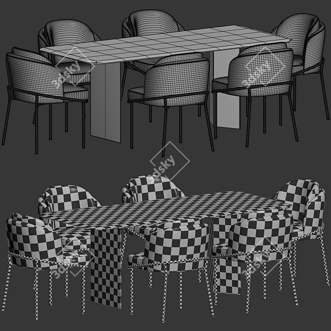 Modern Dining Set with Fil Noir Chair 3D model image 4