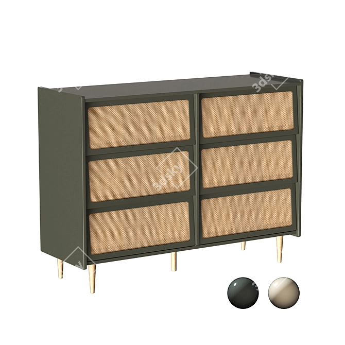 Modern Taga Chest with Rattan Facade 3D model image 1