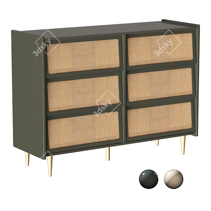 Modern Taga Chest with Rattan Facade 3D model image 6