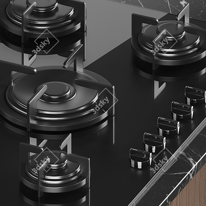 Modern Gas Hob Cooktop Set 3D model image 4