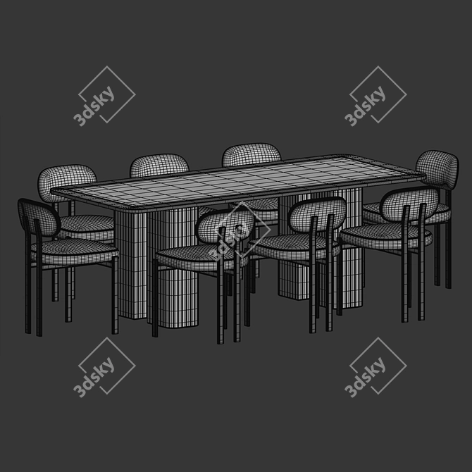 Elegant Dining Set with Franka Casa Blanco Chairs 3D model image 5