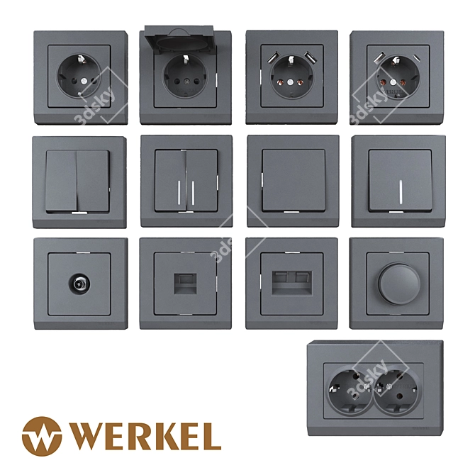 Title: Werkel Graphite Matte Sockets 3D model image 1