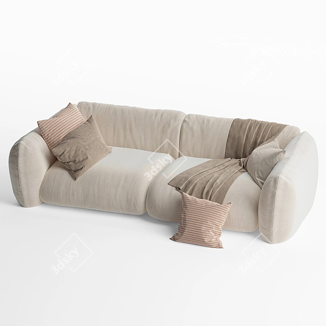 Scandinavian Style 2 Seater Sofa 3D model image 2