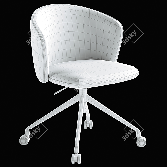 Mustard Swivel Chair on Wheels 3D model image 6