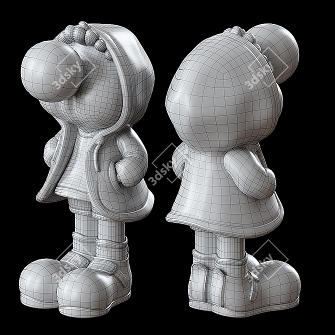 Boy Sculpture Set with Turbo Smoke 3D model image 4