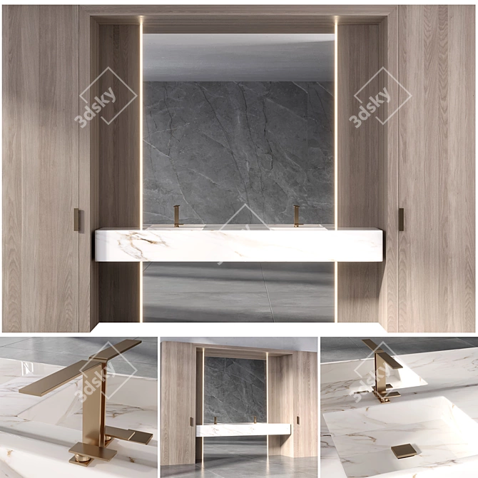 Modern Bathroom Furniture Set 3D model image 1