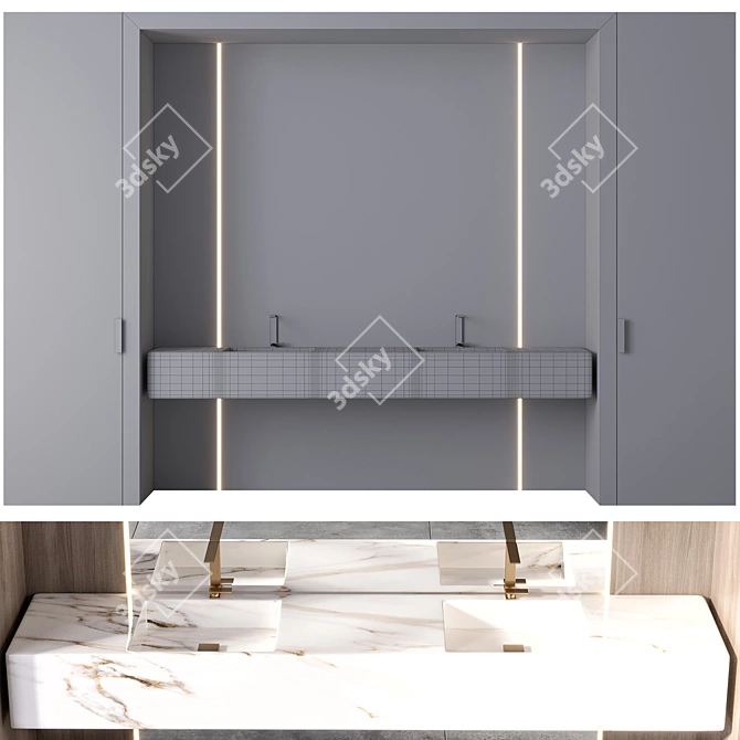 Modern Bathroom Furniture Set 3D model image 7