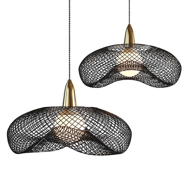 Modern Metal Grid Pendant Lamp 3D model image 1