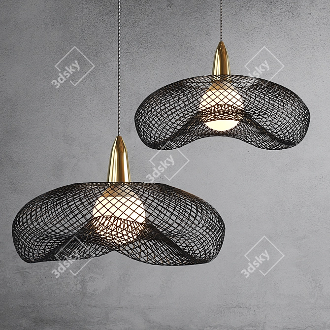 Modern Metal Grid Pendant Lamp 3D model image 2