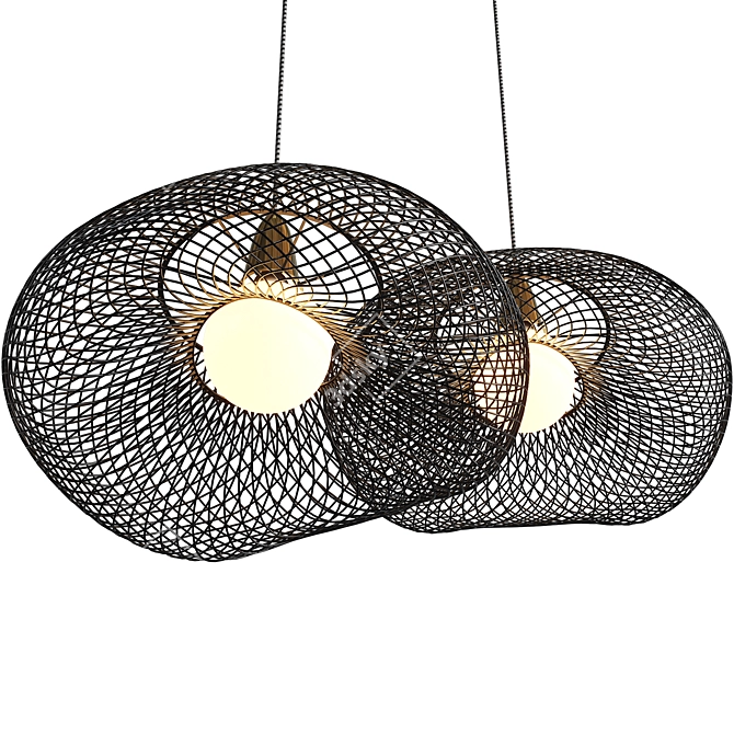 Modern Metal Grid Pendant Lamp 3D model image 3