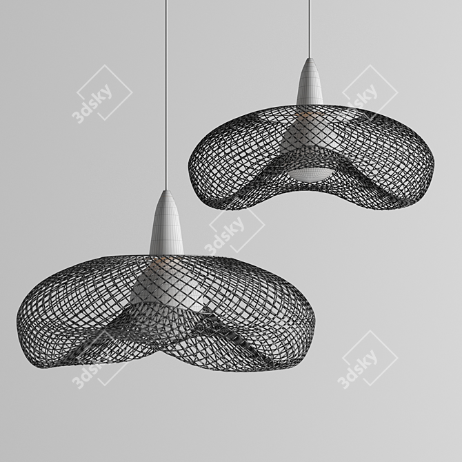 Modern Metal Grid Pendant Lamp 3D model image 4