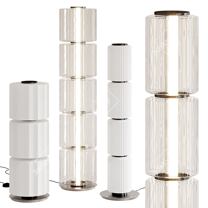 Modern Metal Glass Column Light 3D model image 1