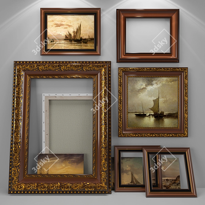 Classic Style Square Frame Art 3D model image 6