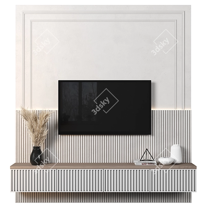 Adaptable TV Wall Unit 3D model image 1