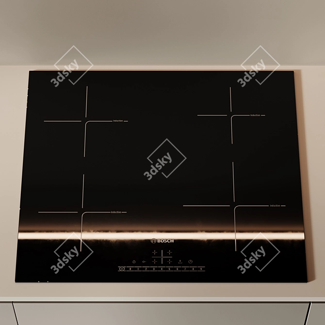 Modern Kitchen with Wood Finish 3D model image 4