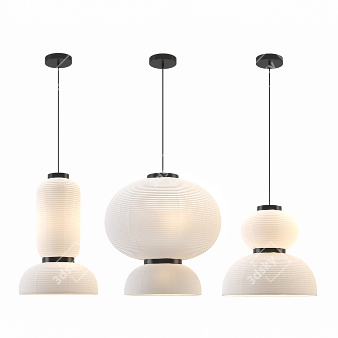 Rice Paper Pendant Light 3D model image 3