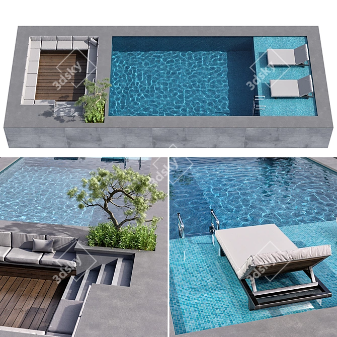 Crystal Clear Pool Rendering Asset 3D model image 1