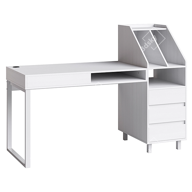 Modern White Writing Desk 2017 3D model image 1