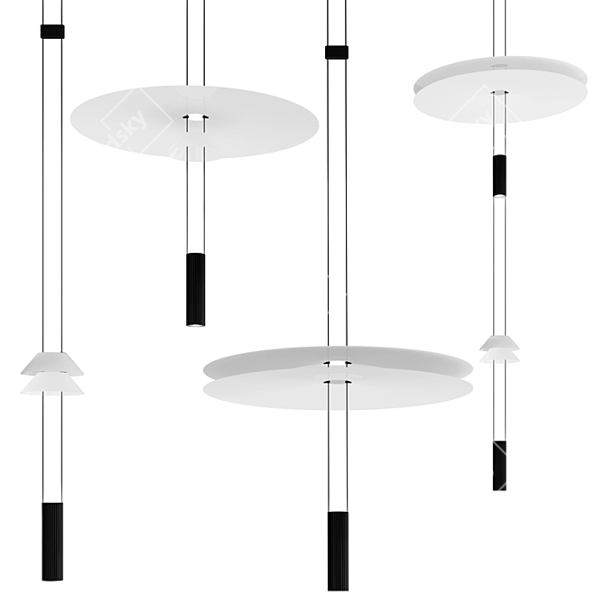 Sleek LED Pendant Lighting Fixture 3D model image 2