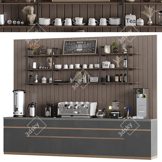 Barista Equipment Set with Accessories 3D model image 2