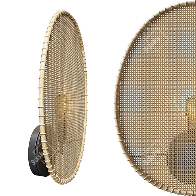 Eco-Friendly Bamboo Pendant Lamp 3D model image 2