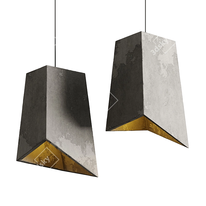 Minimalist Concrete Pendant Light 3D model image 1