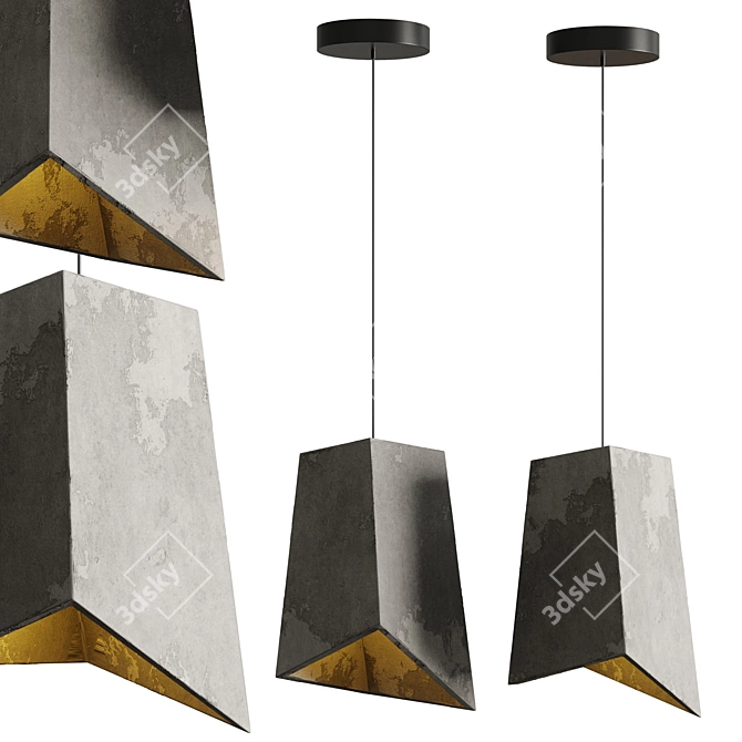 Minimalist Concrete Pendant Light 3D model image 3