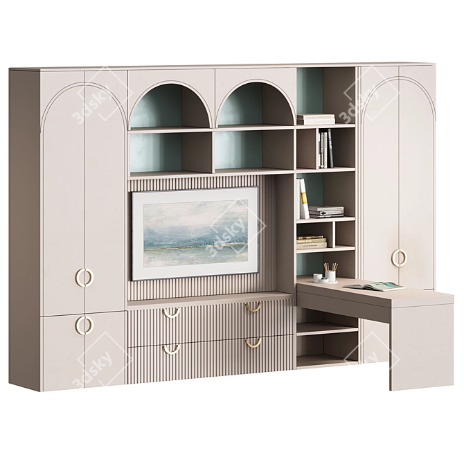 Custom Children's Room Wardrobe & Workspace 3D model image 1