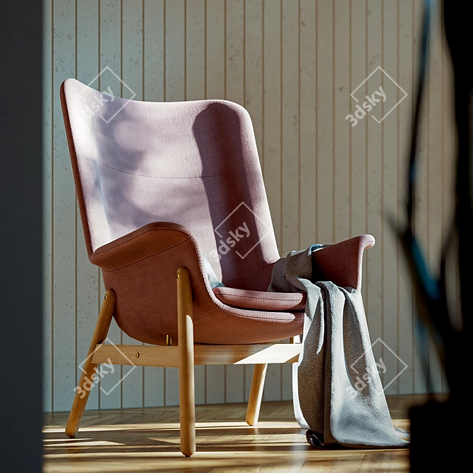 Modern Comfort Armchair with Fabrics 3D model image 2