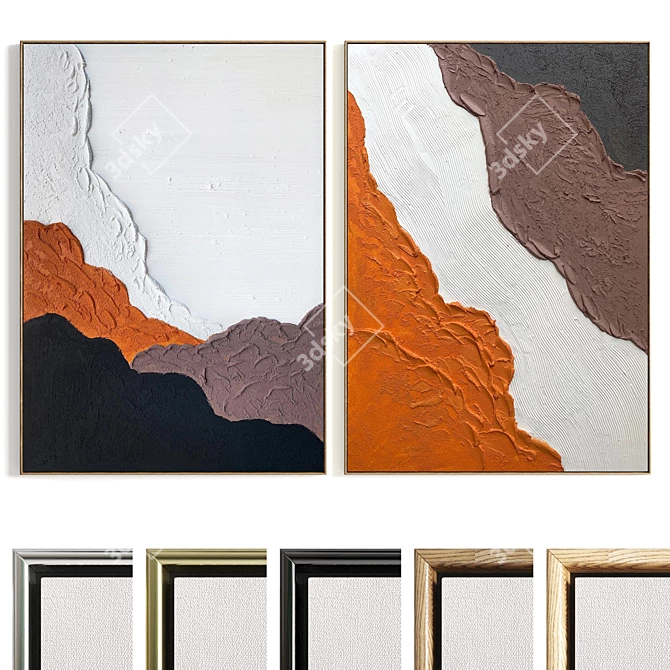 Texture Plaster Photo Frame Set 3D model image 1