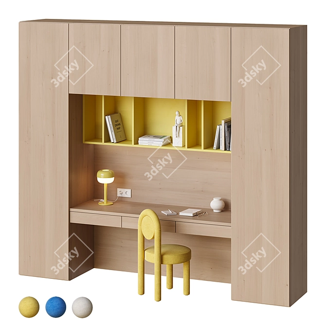 Suspended Desk and Cabinet Set 3D model image 1