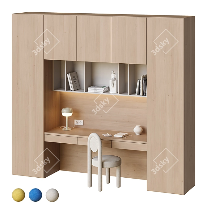 Suspended Desk and Cabinet Set 3D model image 3