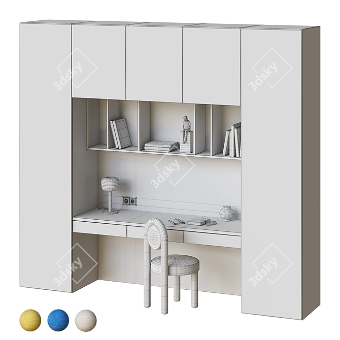 Suspended Desk and Cabinet Set 3D model image 5