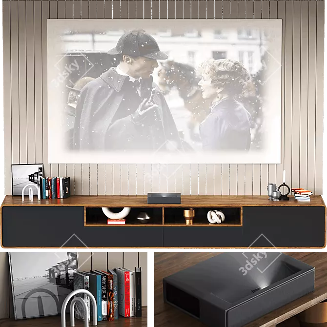 Modern TV Wall with Xiaomi Laser 3D model image 5