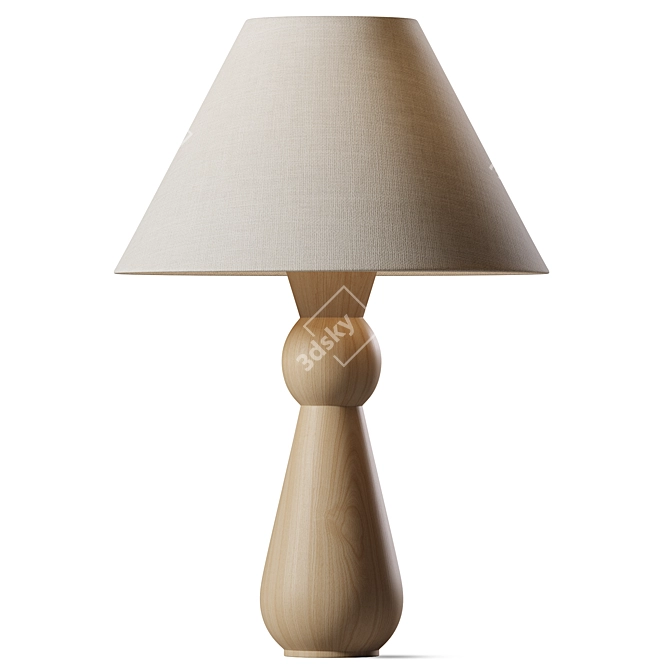 Rustic Wooden Totem Table Lamp 3D model image 1