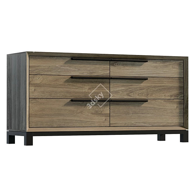  Zanzibar Black Double Dresser - UV Unwrapped 3D model image 1