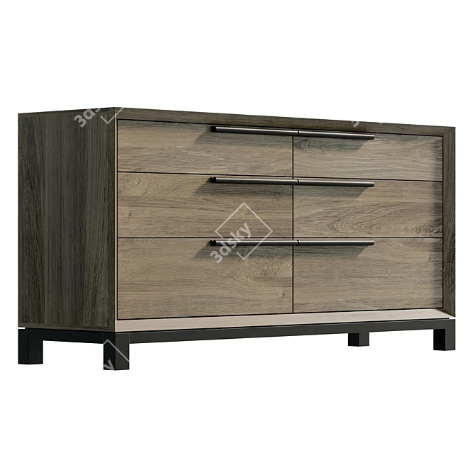  Zanzibar Black Double Dresser - UV Unwrapped 3D model image 4