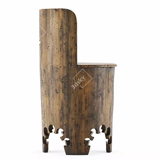 Antique Monastery Chair, 17th Century 3D model image 7