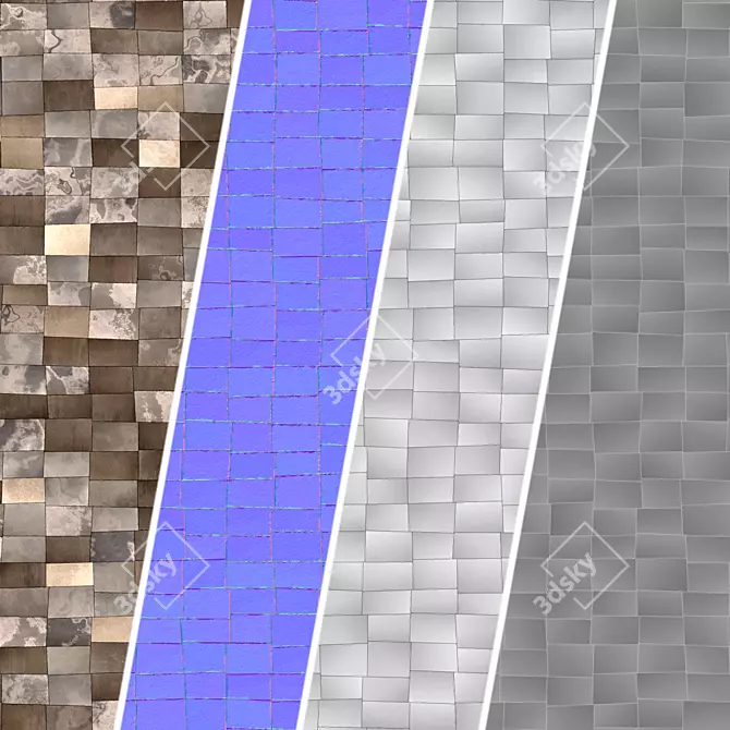 Multi Color Stone Wall Sbsar 3D model image 4