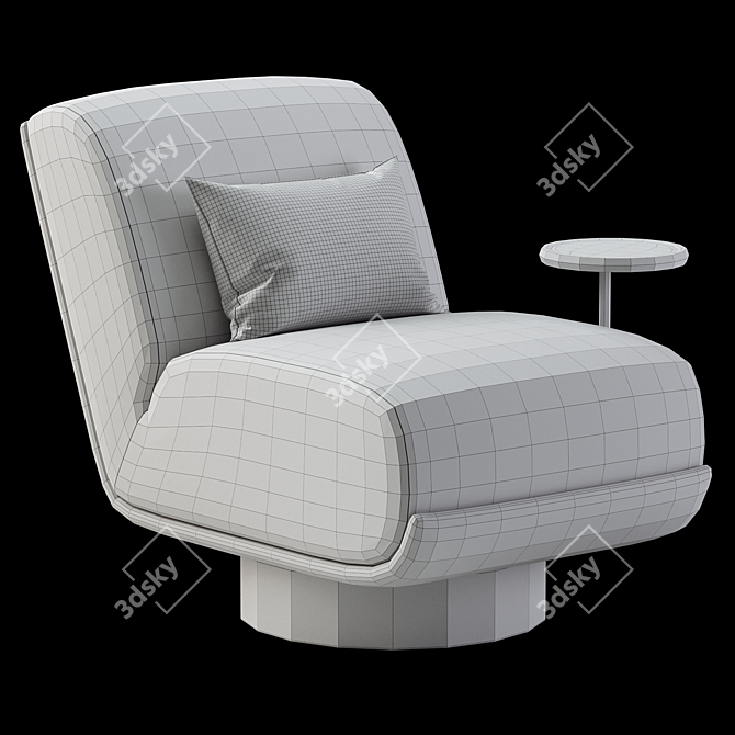 Elegant Hemingway Swivel Chair 3D model image 4