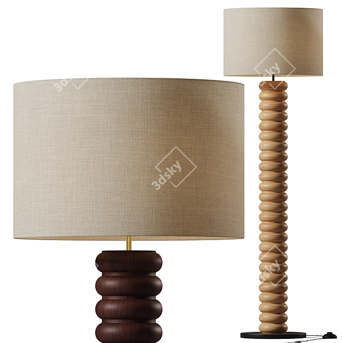 Elegant Tula Twist Floor Lamp 3D model image 2