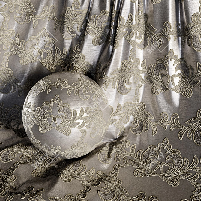 Damask Jacquard Brocade Fabric Set 3D model image 2