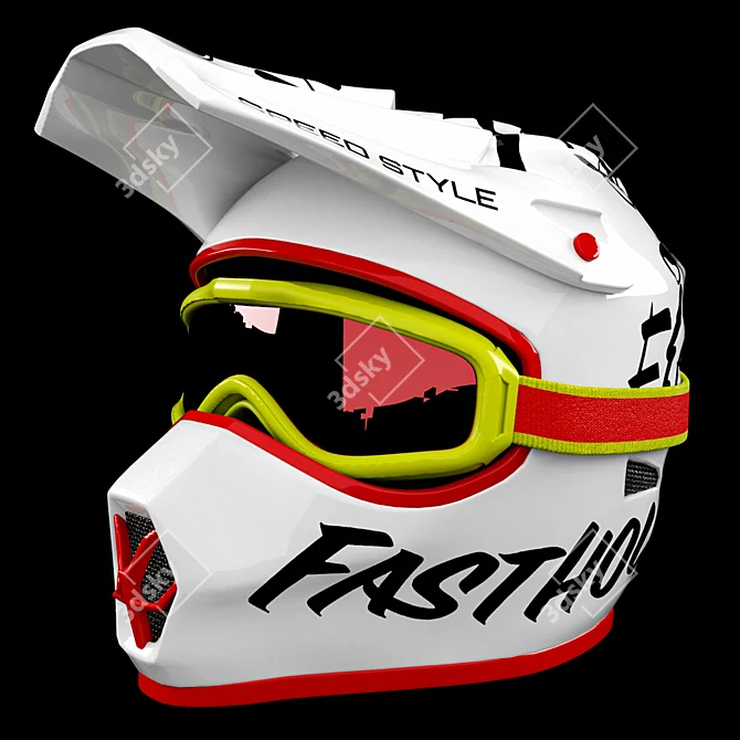 Premium Motocross Helmet 4K Texture 3D model image 1