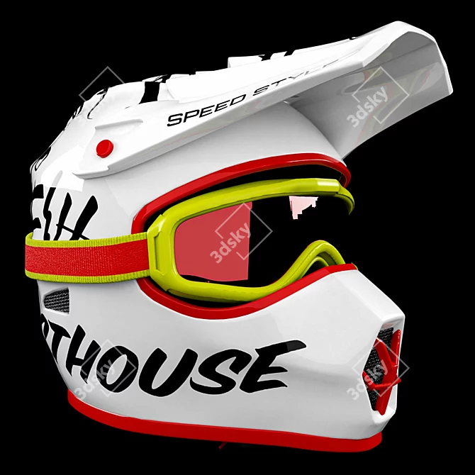 Premium Motocross Helmet 4K Texture 3D model image 2