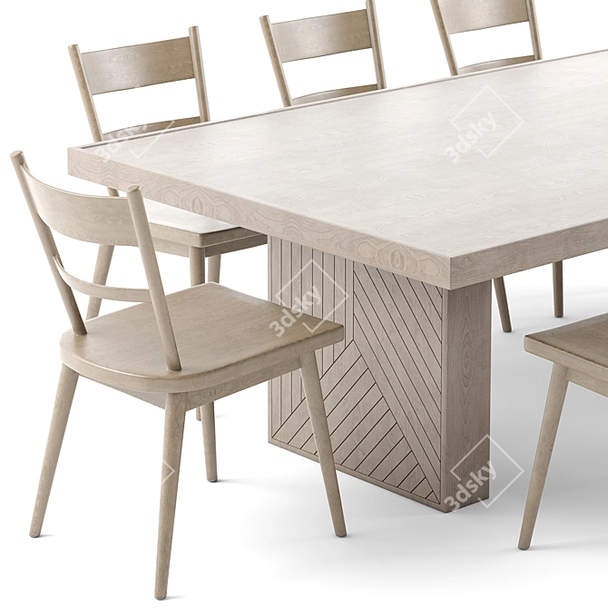 Wooden Dining Set with Arno Chair 3D model image 2