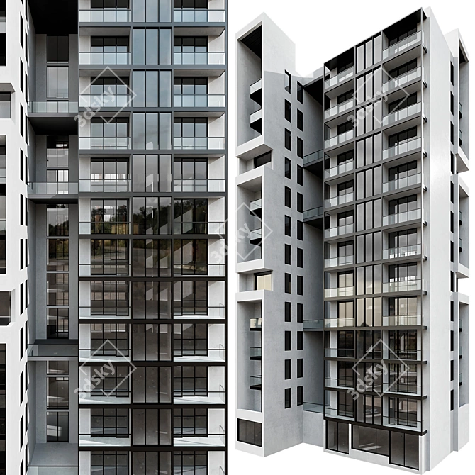 Modular Residential Building Model 3D model image 1