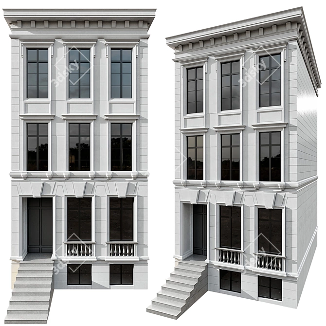 Detailed Neoclassic Building Model 3D model image 1